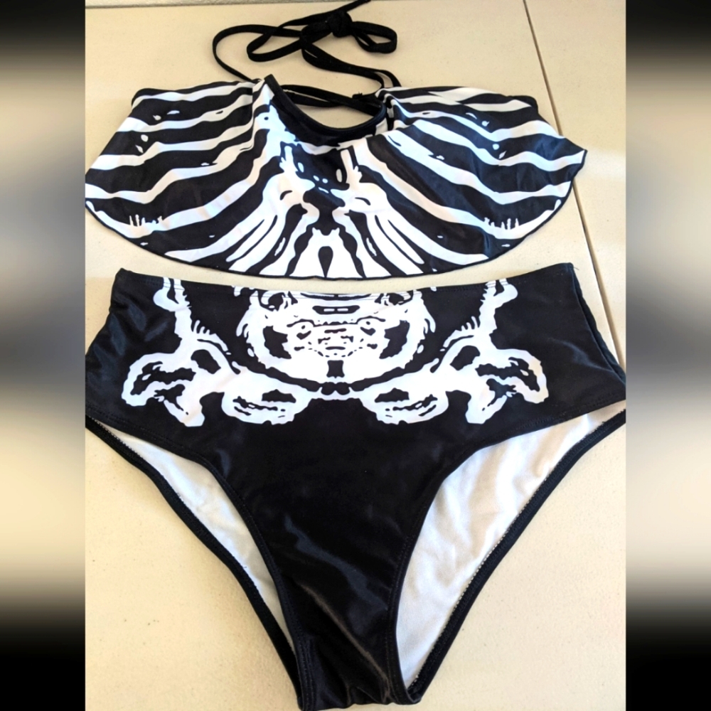 Skeleton Swimsuit Tankini Swimwear Gothic Dark Academia Beach Pool Travel